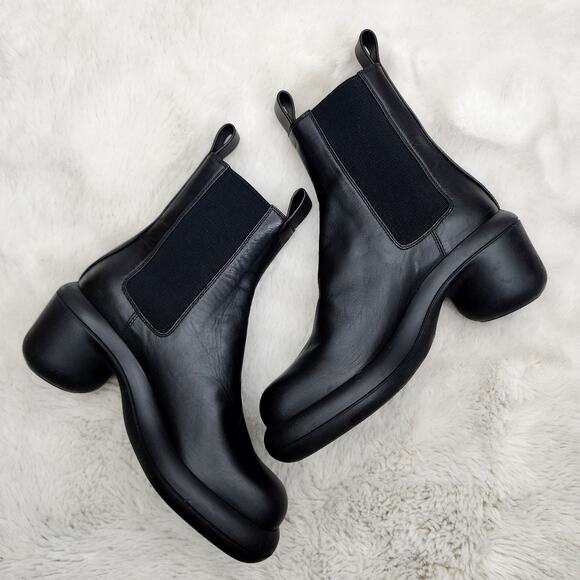 NEW Jill Sander Block Heel Black Leather Chelsea Boot Elasticated Panels - Picture 7 of 16